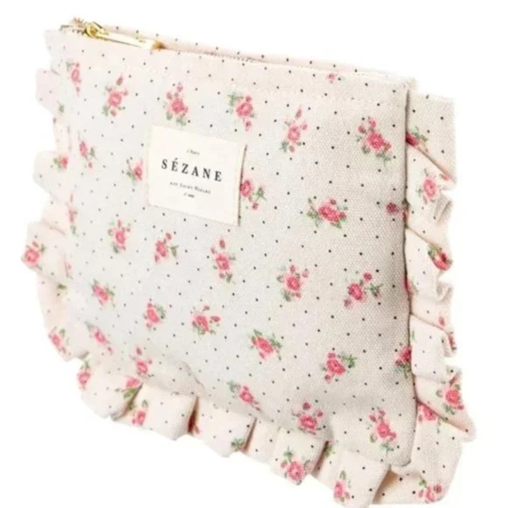 Sézane Floral Cosmetic Pouch with Pink Accents - Picture 4 of 7